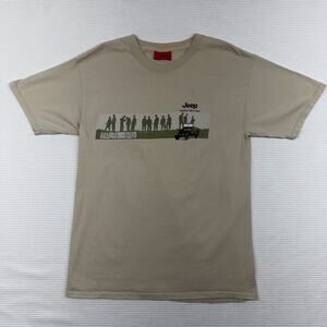 Jeep Band Of Brothers Shirt Mens Large Beige HBO Military Graphic Tee WWII
